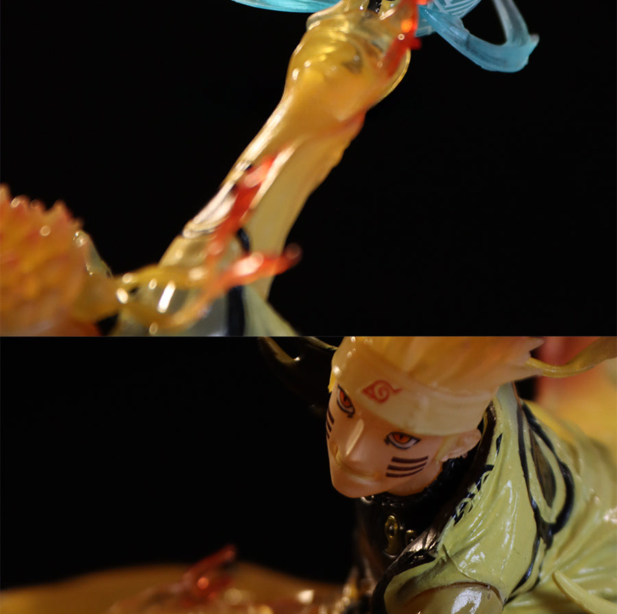 Figura de acción de Naruto Uzumaki - Edición de coleccionista de 25 cm | Pose dinámica con efectos de chakra y base de llamas