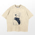 Beige Jujutsu Kaisen Sukuna Washed Vintage T-Shirt features a central black graphic of anime character Sukuna with spiky hair and a serious expression. Japanese text enhances its streetwear style. Made from 260 GSM high-quality cotton, it has a relaxed fit.