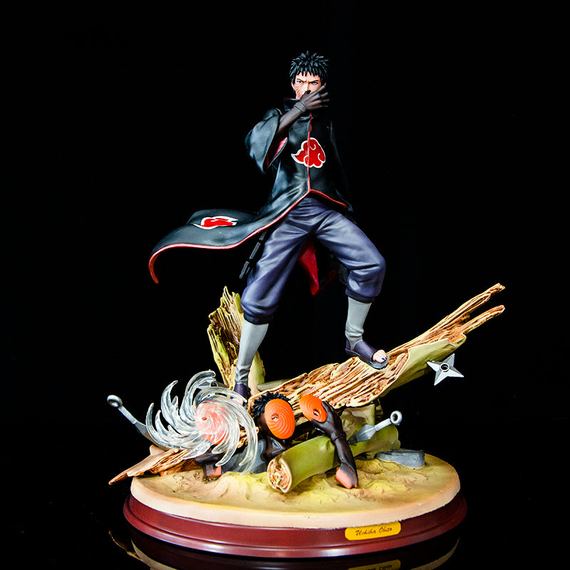 Figura da ação Uchiha Obito - edição de 31cm de colecionador | Pose dinâmica com máscara, efeitos de chakra e base de besta cauda