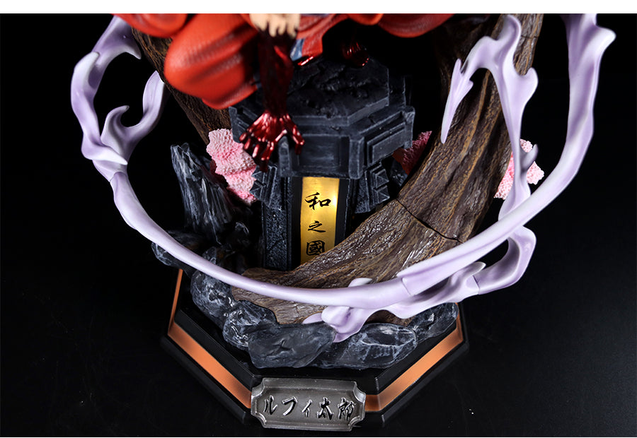 One-Piece Luffy Actionfigur-39 cm PVC-Statue mit austauschbaren Kopf- und Leuchtfunktionen