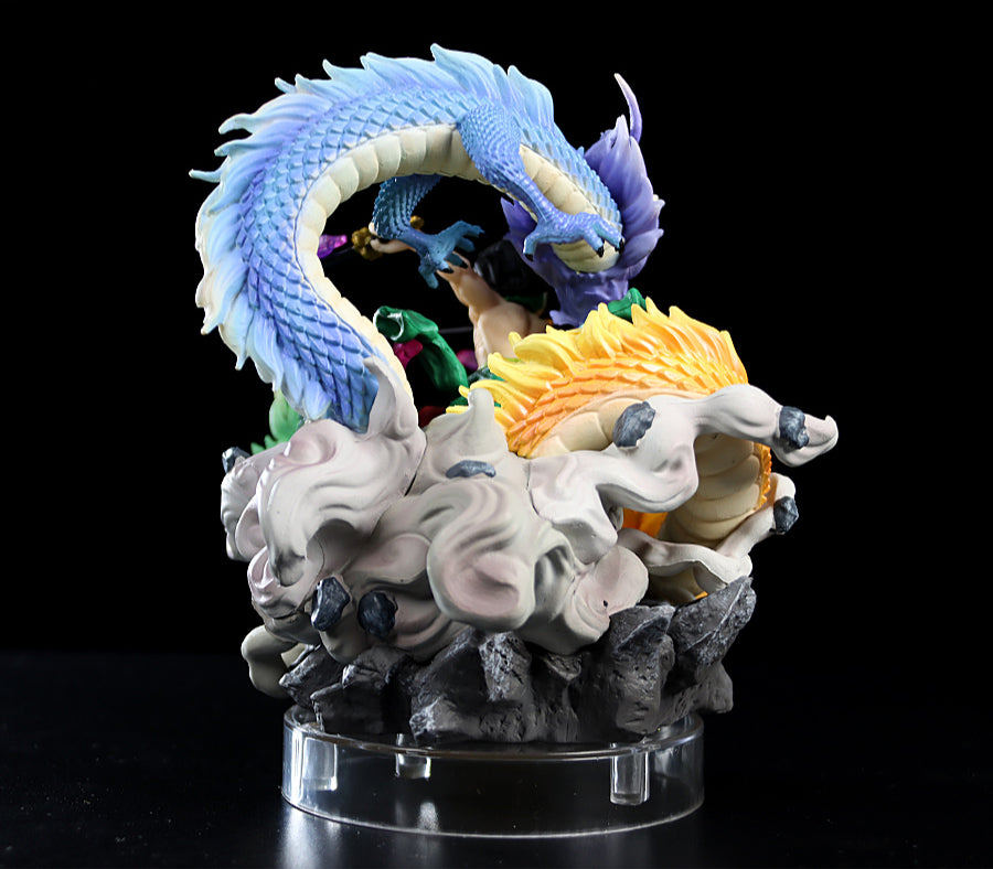 Zoro動作小雕像 - 18厘米,帶有三頭龍頭和動態劍,限量版 - 一件收藏品