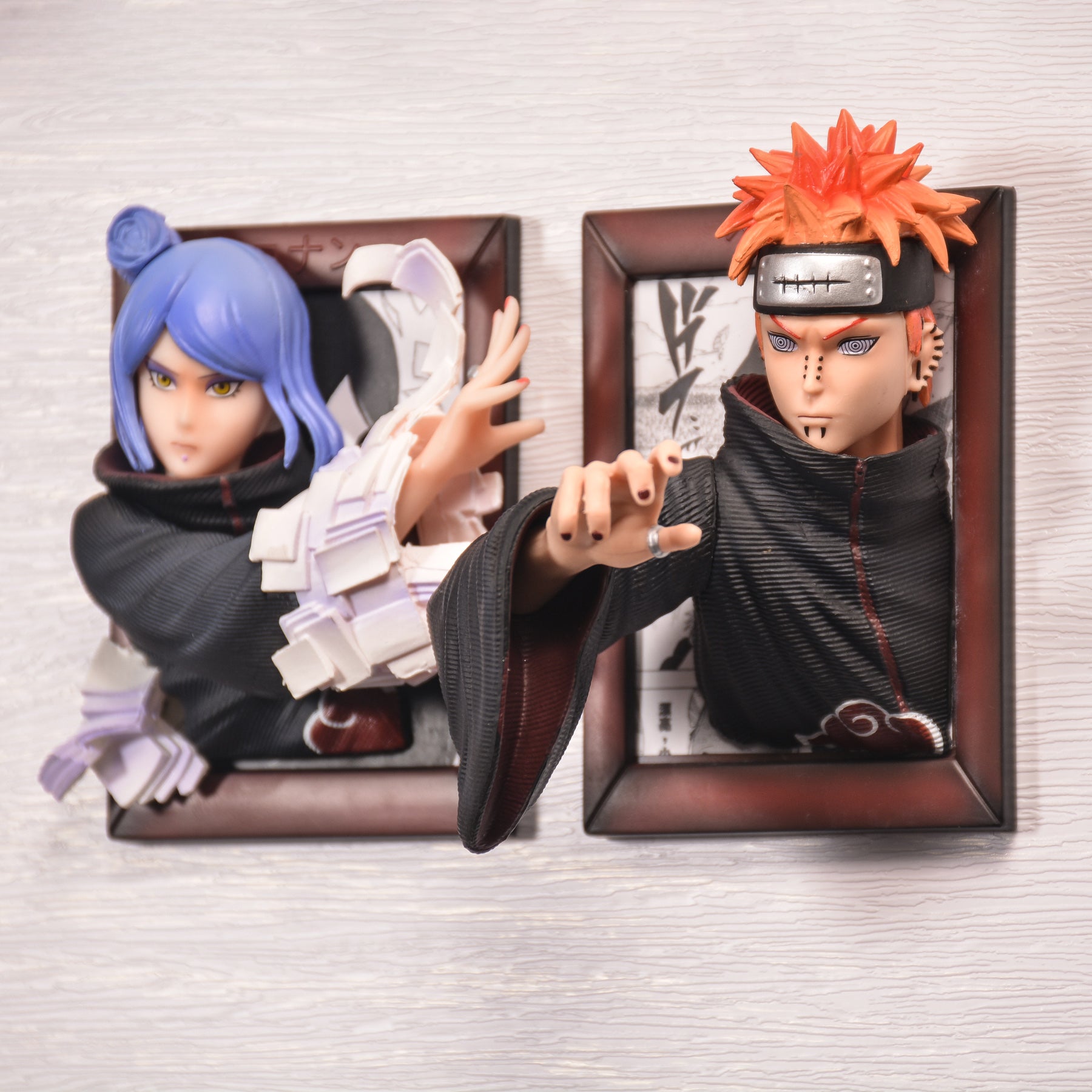 Konan & Pain Figura - 20 cm | Naruto | Akatsuki | Decoración de pared o mesa | Efecto 3D