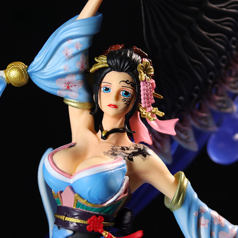 Nico Robin Geisha Action Igurine - 역동적 인 물 효과와 다채로운 팬이있는 35cm, 한정판 - 원피스 수집.