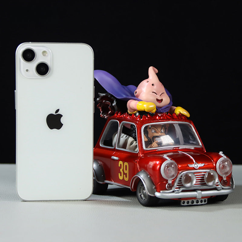 Dragon Ball Z Majin Buu Car Figura - Altura de 13.5 cm, 18 cm de longitud, 0.44 kg - con Red Mini Cooper