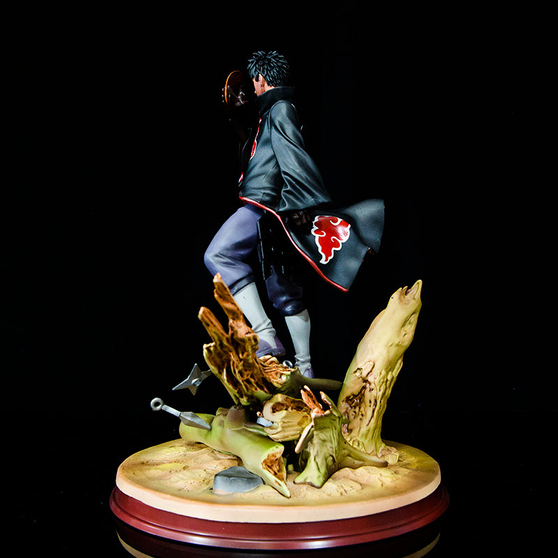 Figura da ação Uchiha Obito - edição de 31cm de colecionador | Pose dinâmica com máscara, efeitos de chakra e base de besta cauda