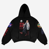 Explore the Exclusive Yuji Itadori NASA Anime Hoodie by Jujutsu Kaisen. This black hoodie features a vivid graphic of Yuji Itadori, red Japanese characters, a moon, "Jujutsu Kaisen" text, and NASA logo sleeve patches. A must-have for Jujutsu Kaisen fans!.