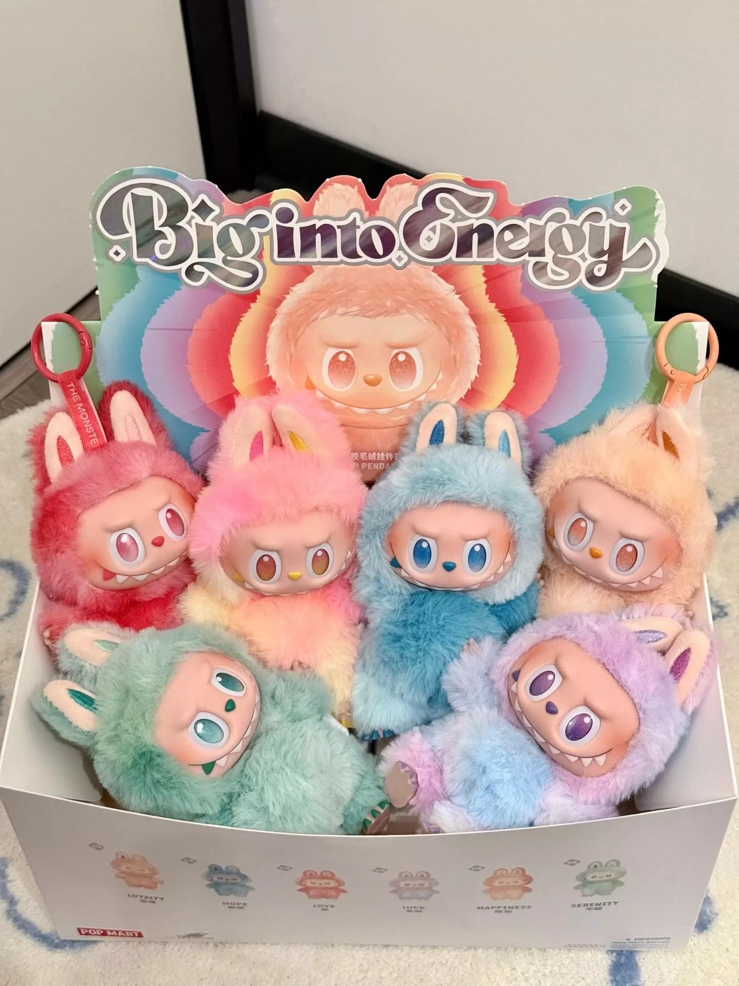 POP MART Labubu Energy Series – Full 6-Piece Plush Keychain Set