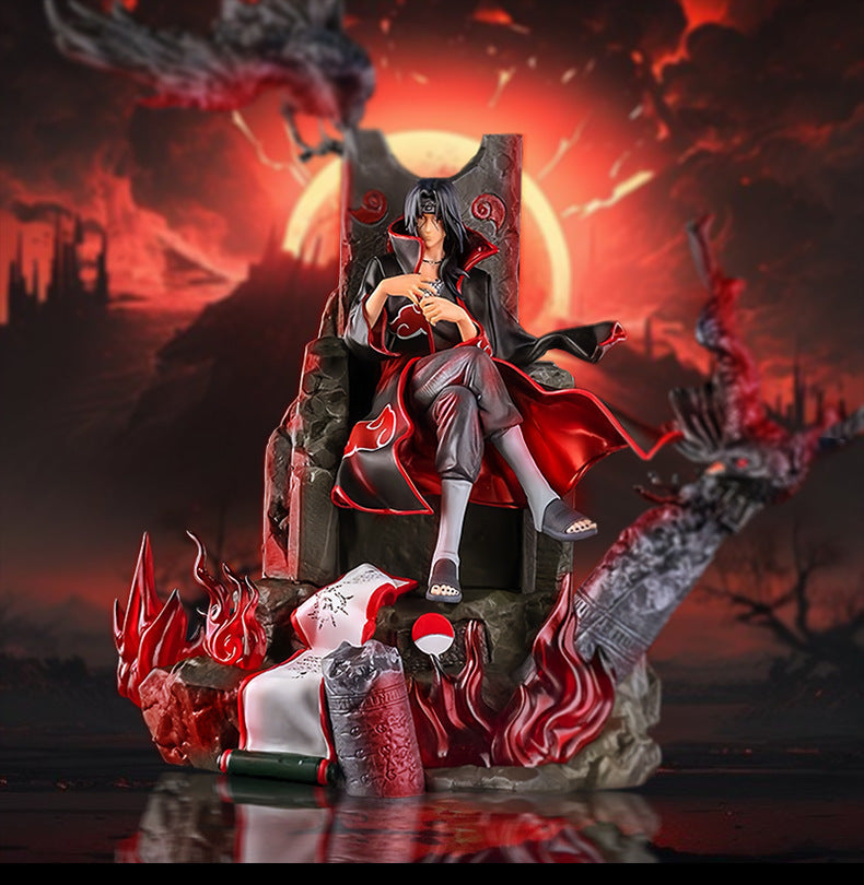 Itachi Uchiha 액션 피겨 - 33cm 수집가 판 | 까마귀와 화염이있는 상세한 애니메이션 동상
