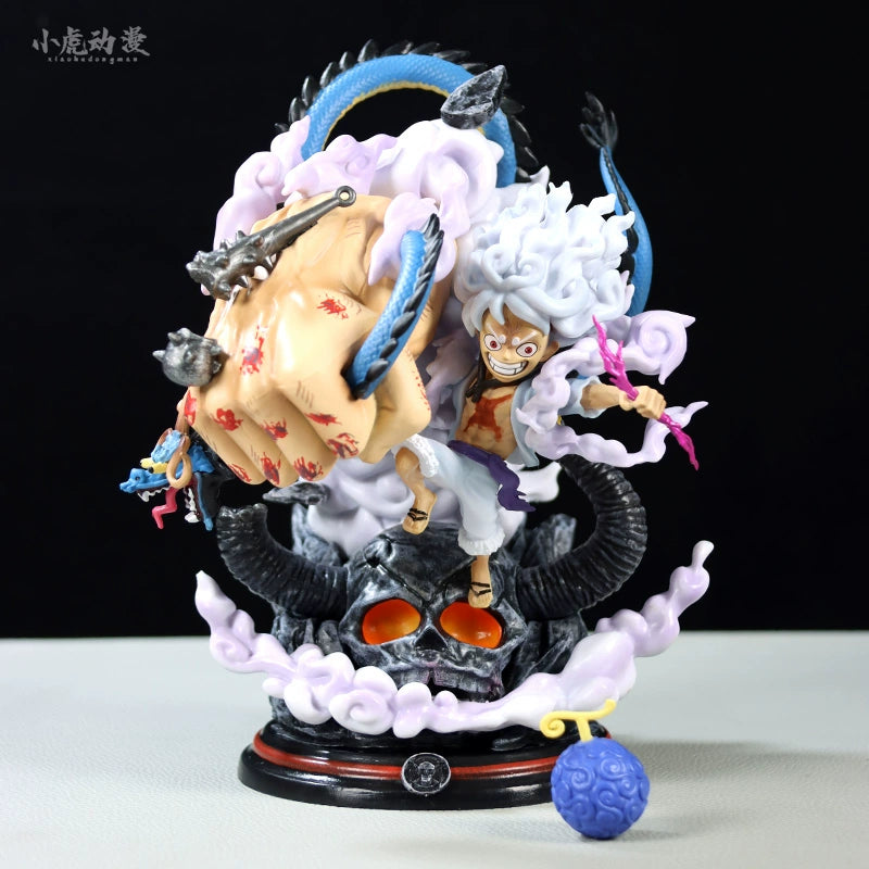 Luffy Gear 5動作小雕像 - 22厘米,帶覺醒的手,龍和煙霧效果,限量版 - 一件收藏品