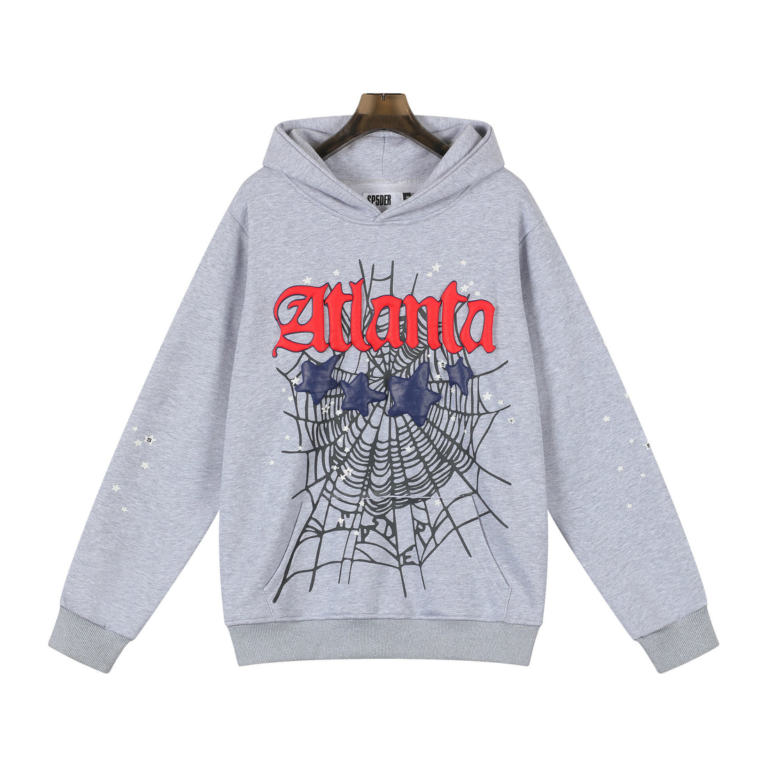 Sp5der “Atlanta Web” Hoodie – Grey / Red / Navy 440GSM Heavyweight Oversized Streetwear Pullover
