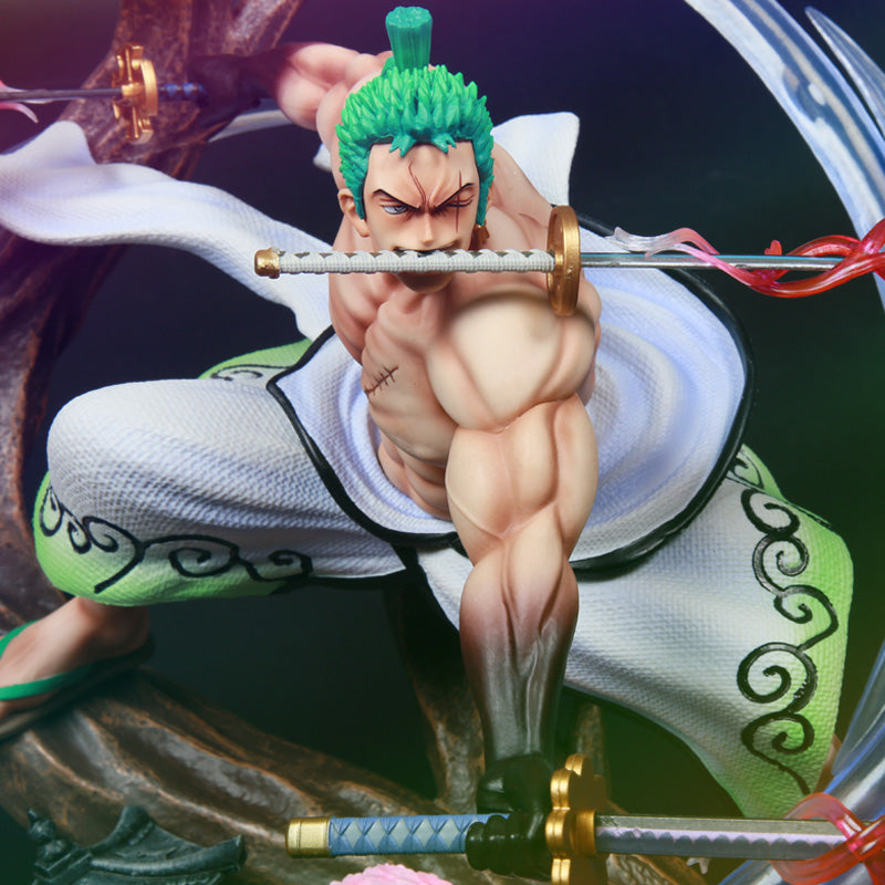 Figura de acción de Zoro - 39 cm con efectos brillantes | Una pieza coleccionable