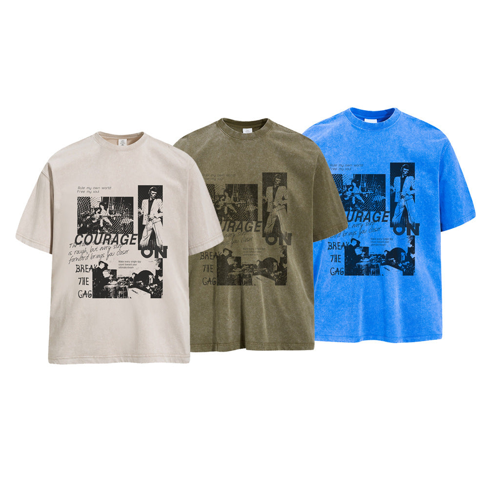 SEAKOFF Oversized Vintage Washed Music Graphic Tee | Courage On