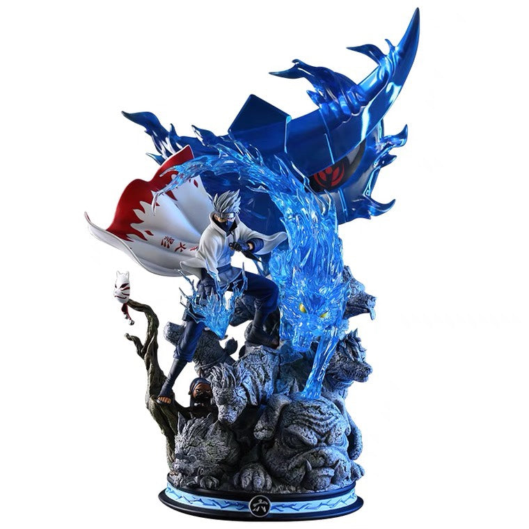 Kakashi Hatake 액션 피규어 - 26cm 수집가 에디션 | 번개 차크라 효과와 사냥개베이스가있는 다이나믹 포즈