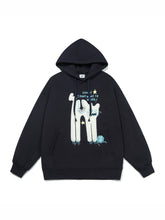 This oversized black hoodie from Seakoff, ideal for casual wear, features a cartoon-like lazy cat design surrounded by stars with the text "Oh No! I Don&
