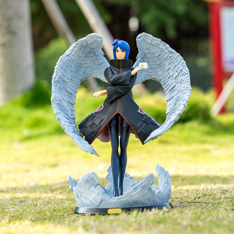 Figura de acción de Konan - Edición de 26 cm Collector | Capa detallada de Akatsuki con alas de ángel y base de papel jutsu