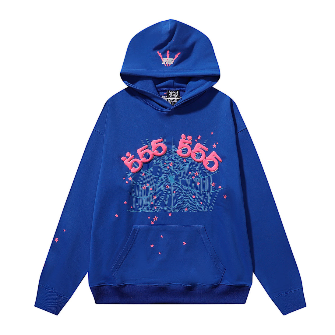 Sp5der “555” Hoodie – Royal Blue 440GSM Heavyweight Spider Web Streetwear Pullover