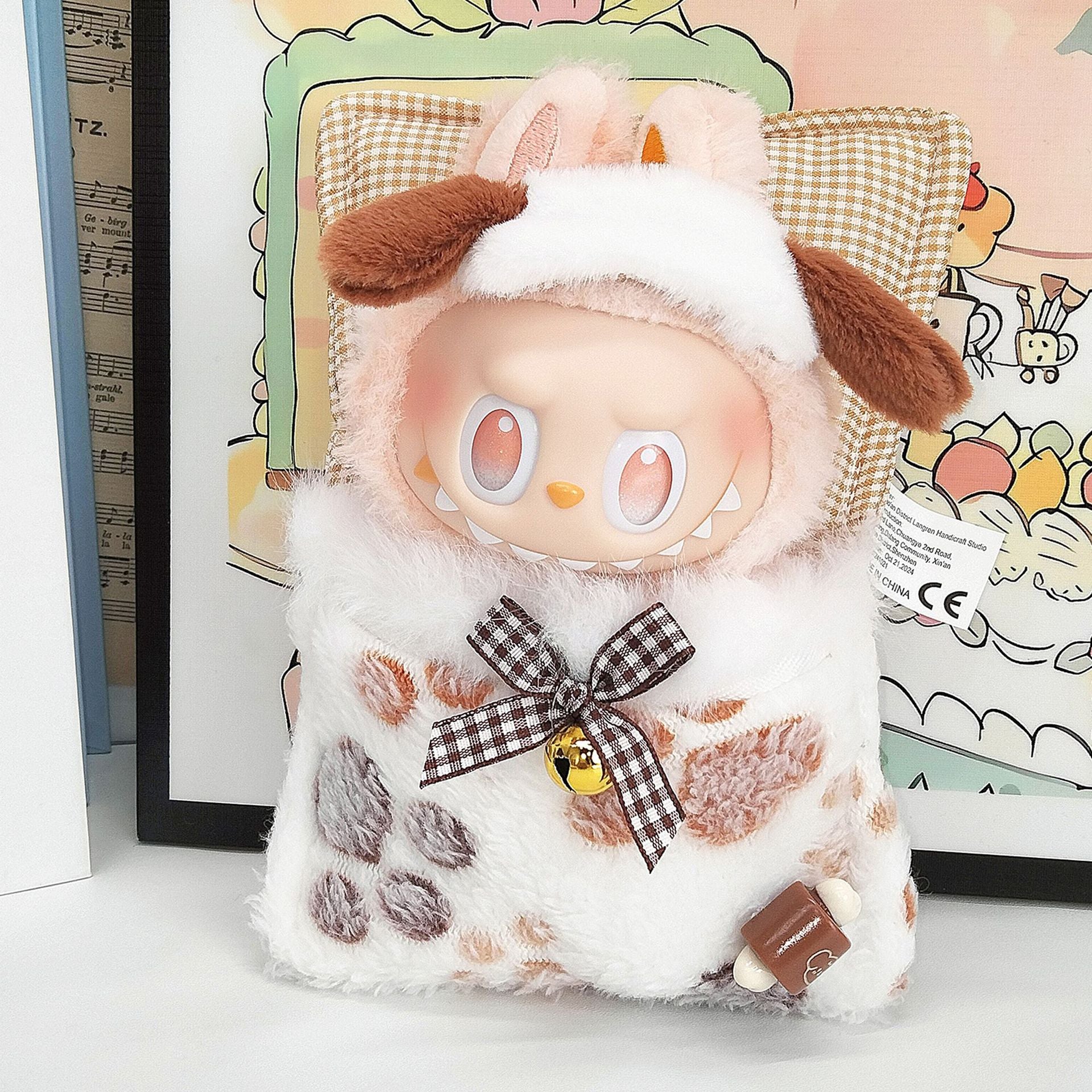 Labubu Cozy Puppy Hooded Blanket Wrap – All-Series Doll Clothes