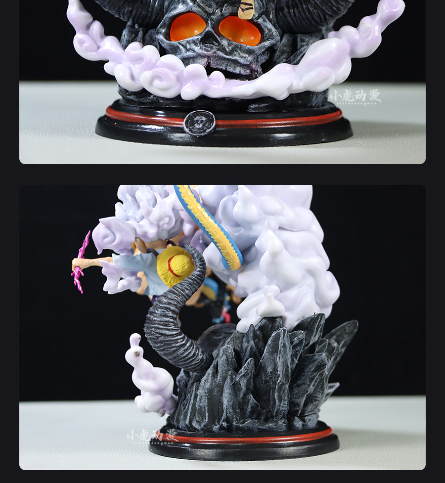 Luffy Gear 5動作小雕像 - 22厘米,帶覺醒的手,龍和煙霧效果,限量版 - 一件收藏品
