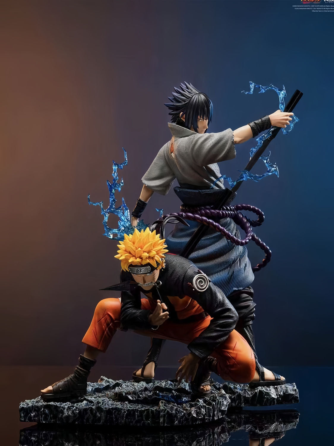 Naruto e Sasuke Action Figura Conjunto - edição de 28cm de colecionador com efeitos de água | Estátua de anime de alta qualidade