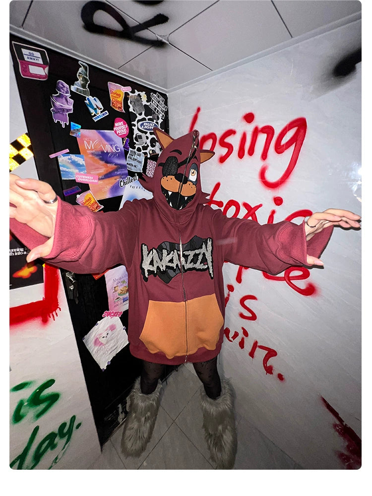 In a graffiti-adorned room, someone wears Seakoff&