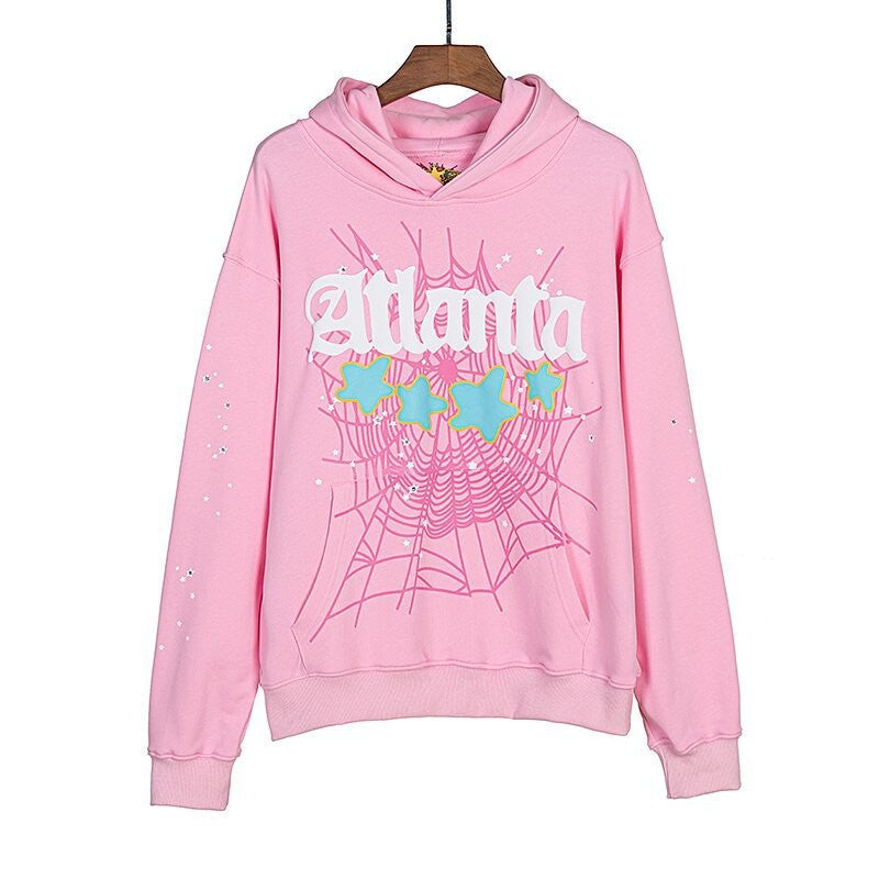 Sp5der Atlanta Hoodie – Pink 440GSM Heavyweight Y2K Streetwear Pullover