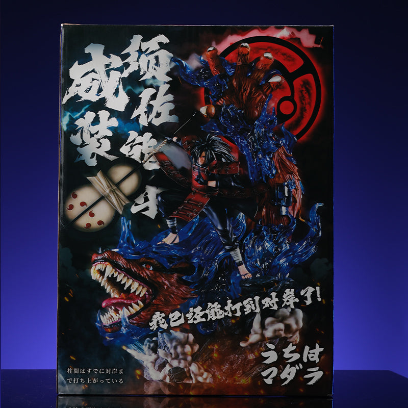 Figura de acción de Uchiha Madara - Edición de colección de 40 cm | Pose dinámica con efectos de chakra y bestia de cola