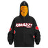 The Seakoff Uchiha Obito-Inspired Hoodie features bold "KAKAZZY" text and showcases the Akatsuki Cloud design on the black sleeves, along with an iconic spiral mask on the hood, perfect for Naruto fans.
