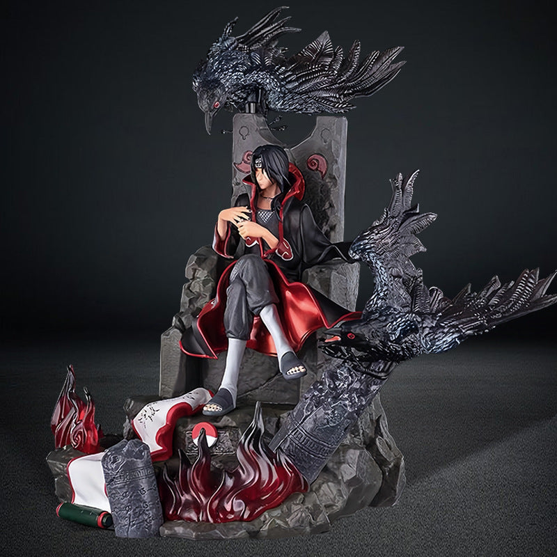 Itachi Uchiha 액션 피겨 - 33cm 수집가 판 | 까마귀와 화염이있는 상세한 애니메이션 동상