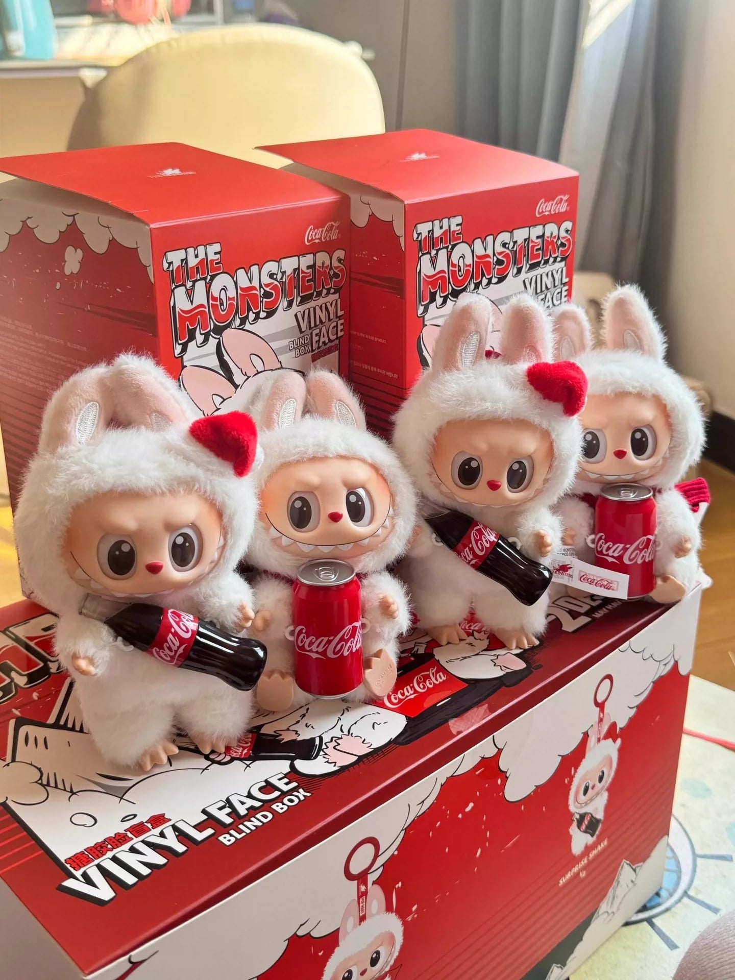 POP MART Labubu Coca-Cola Happy Factor Plush Keychain – The Monsters Series (17cm)