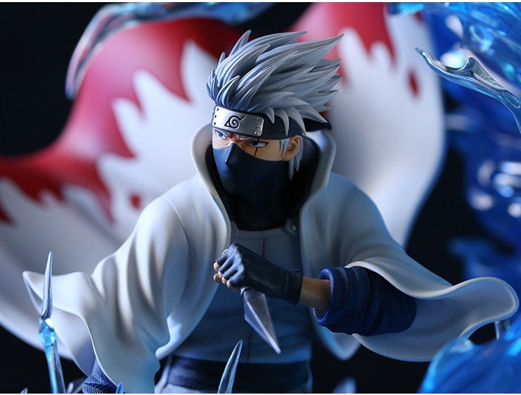 Kakashi Hatake 액션 피규어 - 26cm 수집가 에디션 | 번개 차크라 효과와 사냥개베이스가있는 다이나믹 포즈