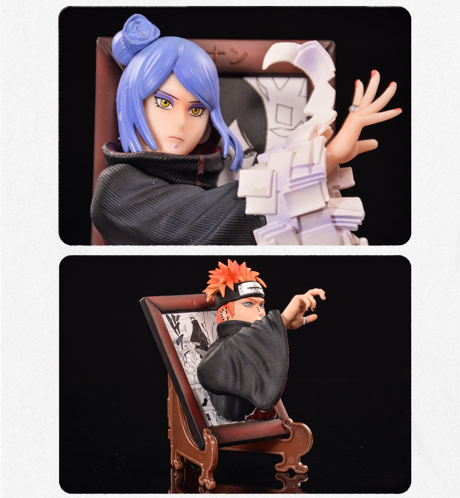 Konan & Pain Figura - 20 cm | Naruto | Akatsuki | Decoración de pared o mesa | Efecto 3D