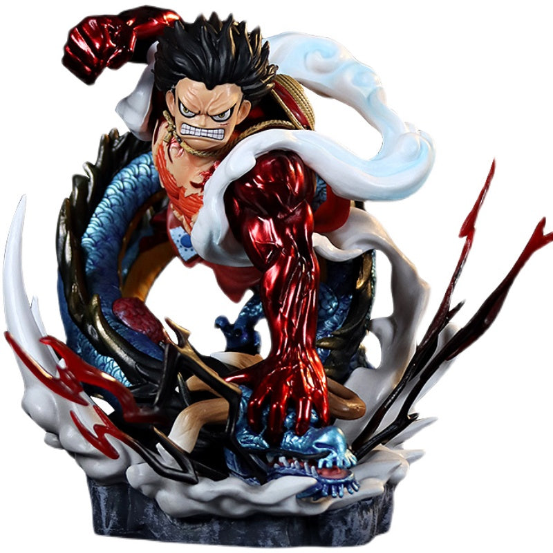 Luffy Gear 5動作小雕像 - 14厘米,帶有龍元素和火熱效果,限量版 - 一件收藏品