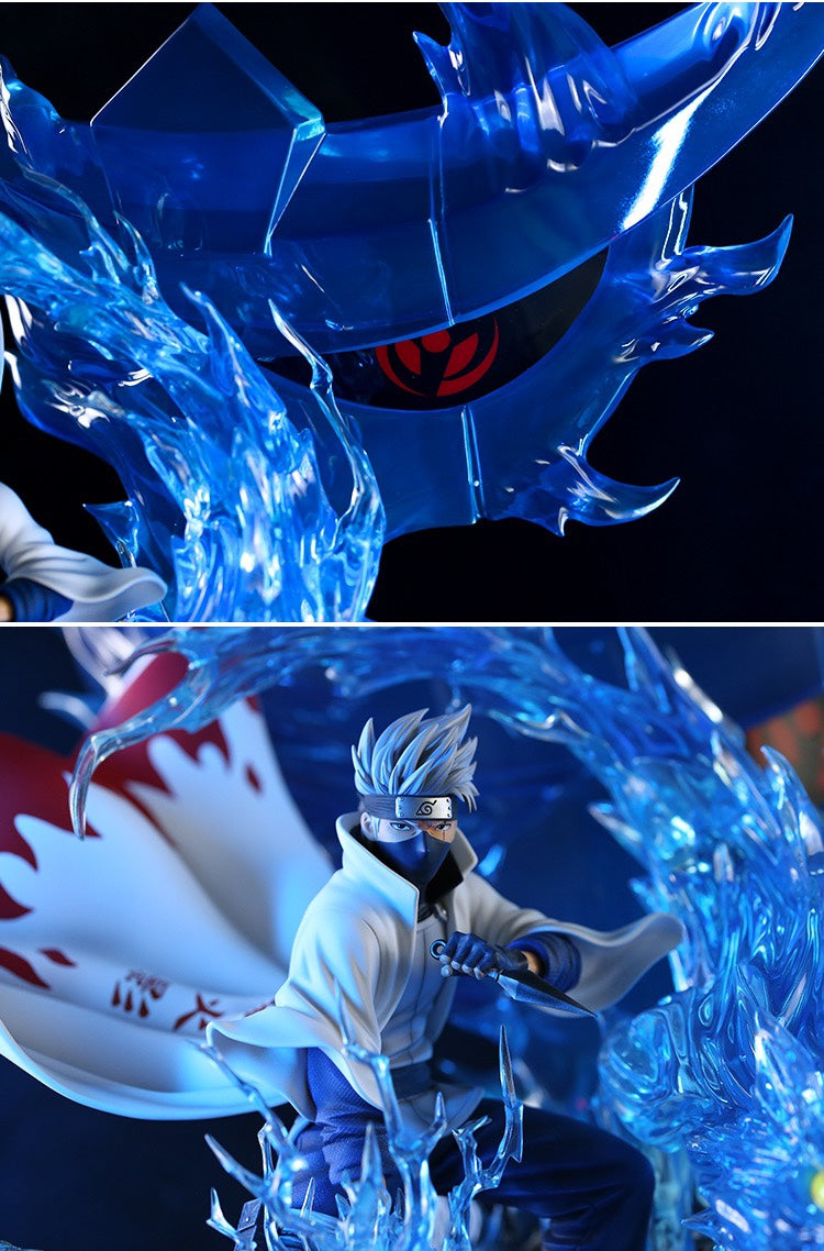 Kakashi Hatake 액션 피규어 - 26cm 수집가 에디션 | 번개 차크라 효과와 사냥개베이스가있는 다이나믹 포즈
