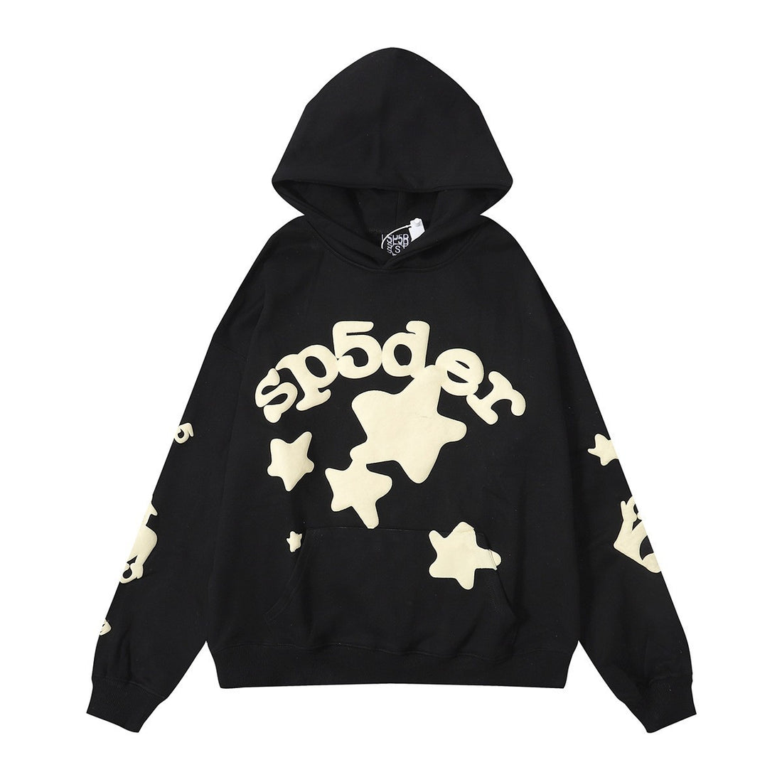 Sp5der “Star Cluster” Hoodie – Black & Cream 440GSM Heavyweight Oversized Streetwear Pullover