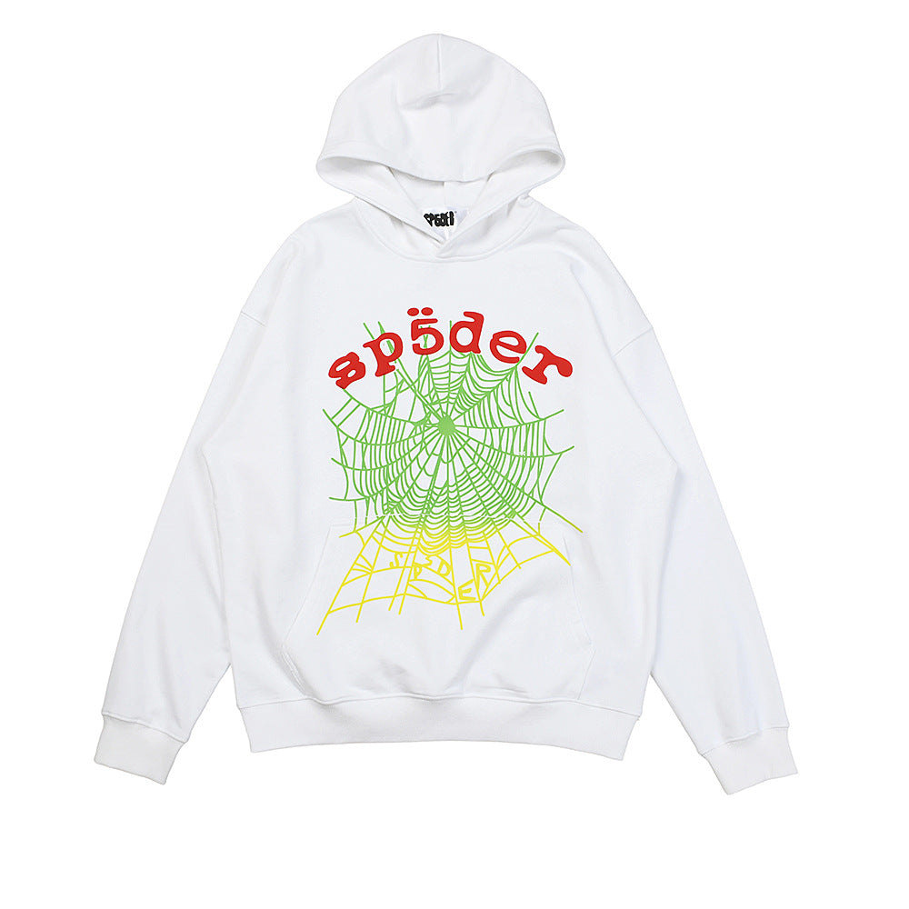 Sp5der “Toxic Web” Hoodie – White & Neon Lime 440GSM Heavyweight Oversized Streetwear Pullover