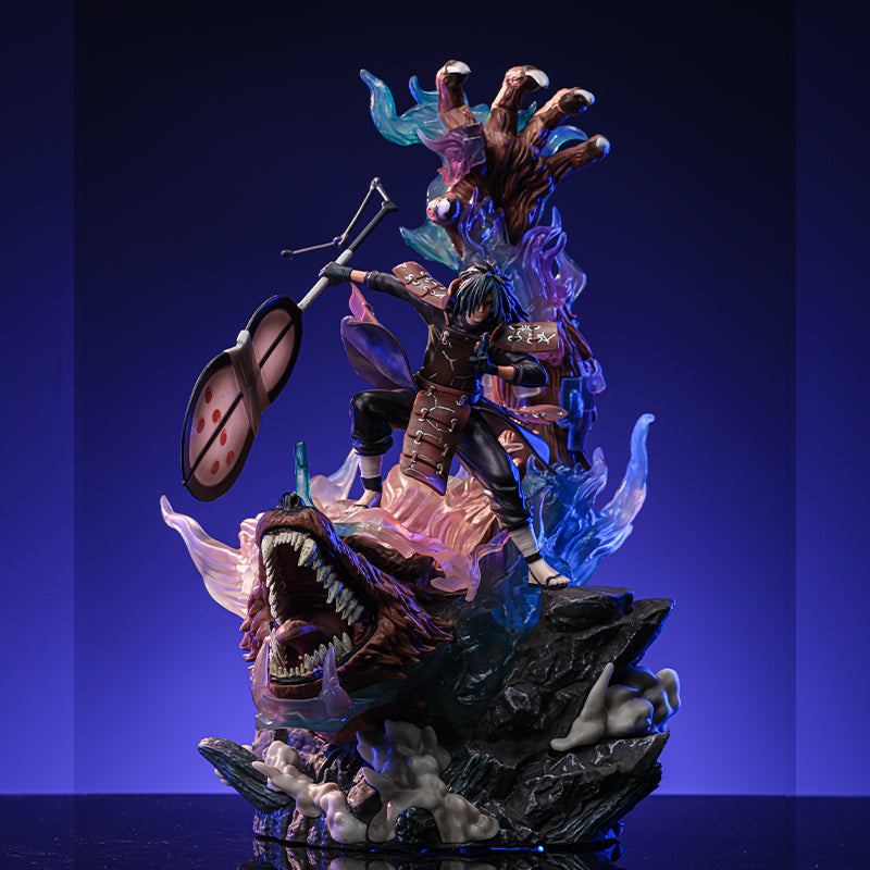 Figura de acción de Uchiha Madara - Edición de colección de 40 cm | Pose dinámica con efectos de chakra y bestia de cola