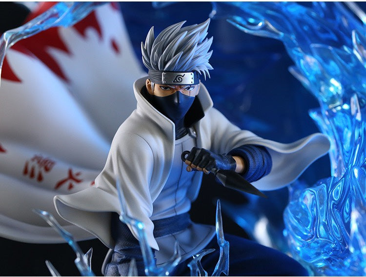 Kakashi Hatake 액션 피규어 - 26cm 수집가 에디션 | 번개 차크라 효과와 사냥개베이스가있는 다이나믹 포즈