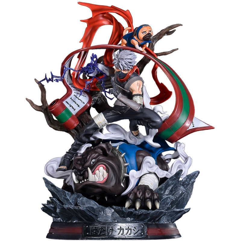 Figura de acción Kakashi Hatake - 41 cm | PVC premium con jutsu de invocación y perro