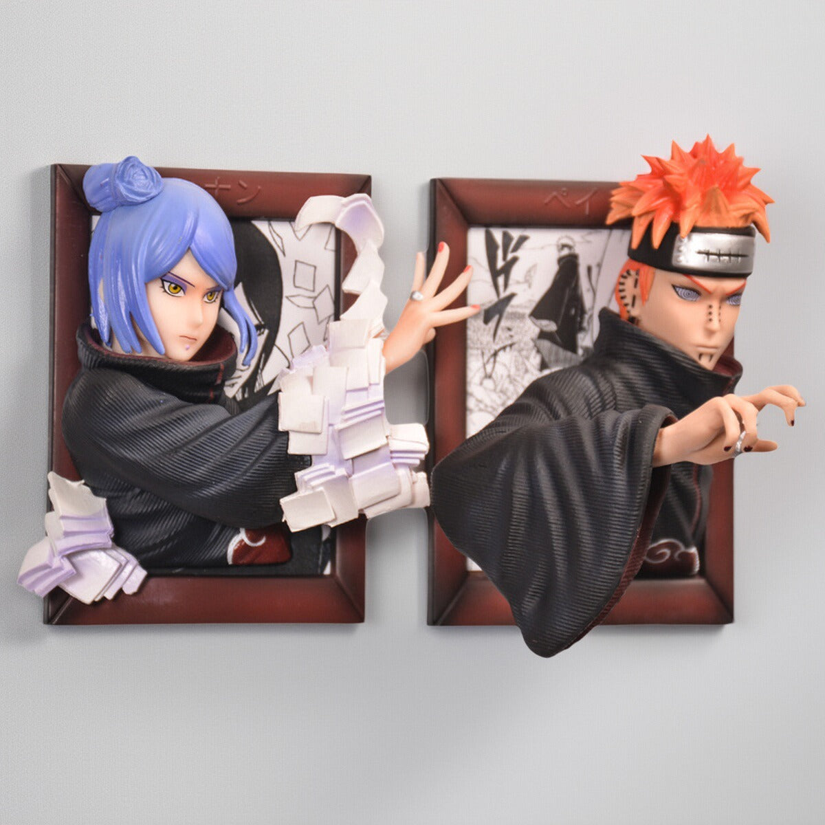 Konan & Pain Figura - 20 cm | Naruto | Akatsuki | Decoración de pared o mesa | Efecto 3D