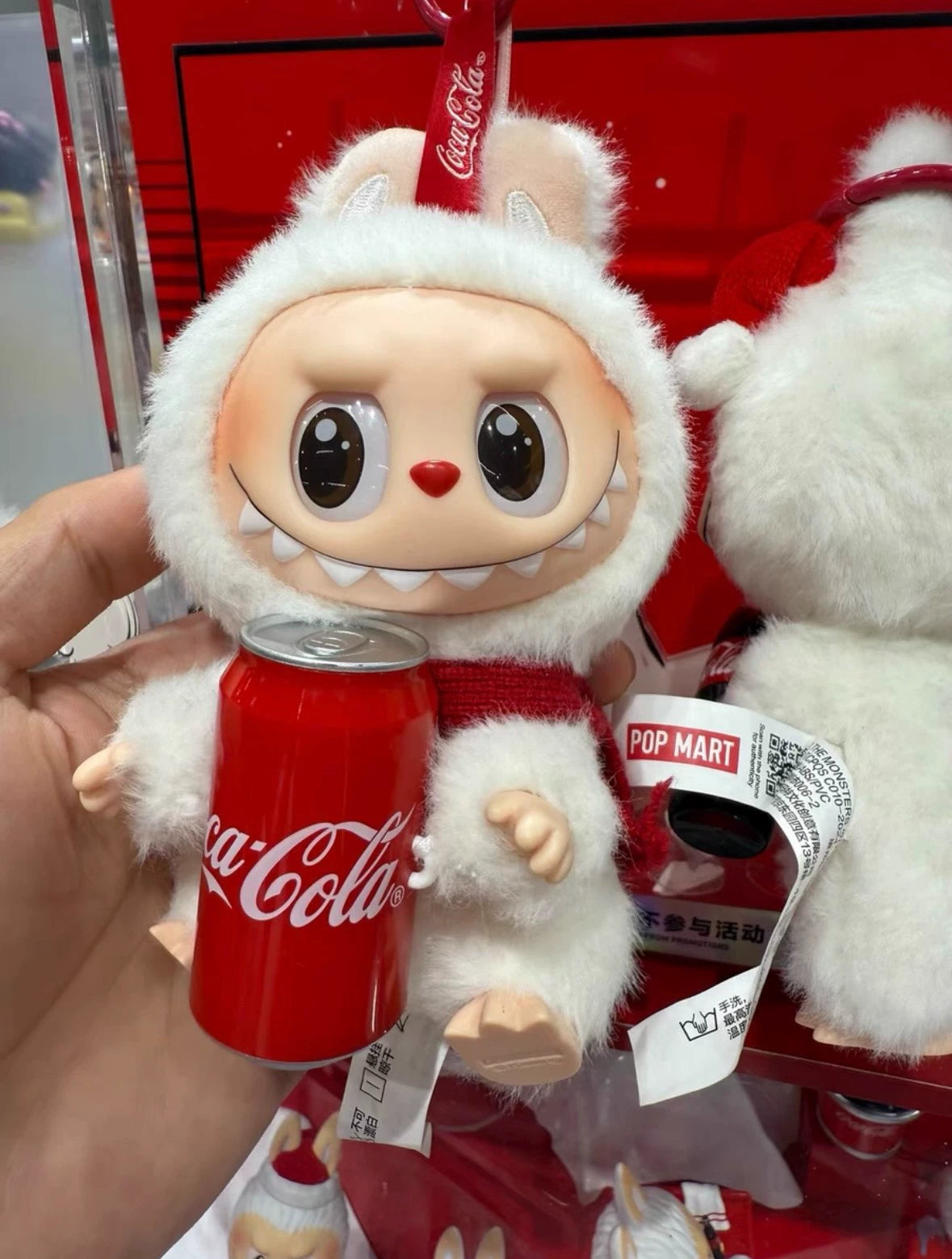 POP MART Labubu Coca-Cola Happy Factor Plush Keychain – The Monsters Series (17cm)