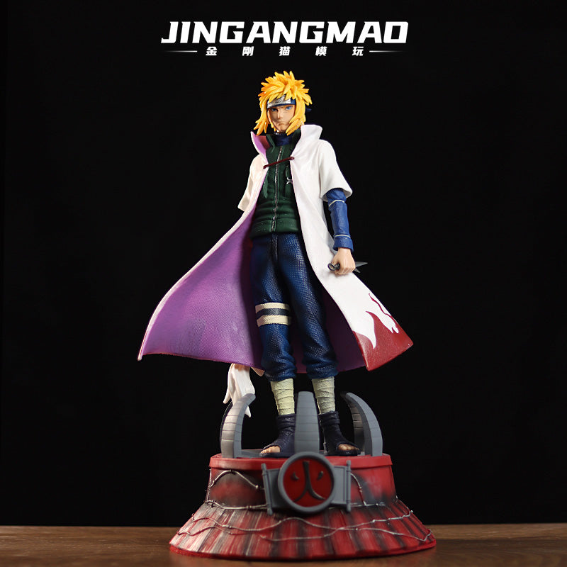 Figura de acción de Minato Namikaze - Edición de colección de 37 cm | Pose detallada con capa de hokage y base dinámica
