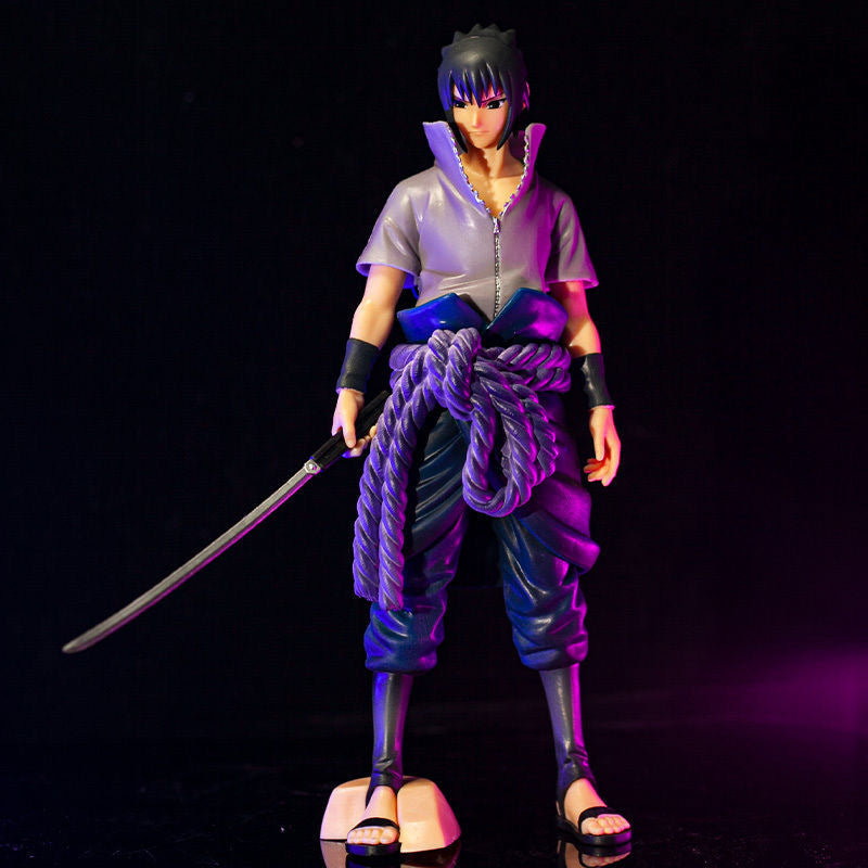 Figura de acción Sasuke Uchiha - Edición de 29 cm de colección | Estatua de anime detallada con espada y cuerda morada