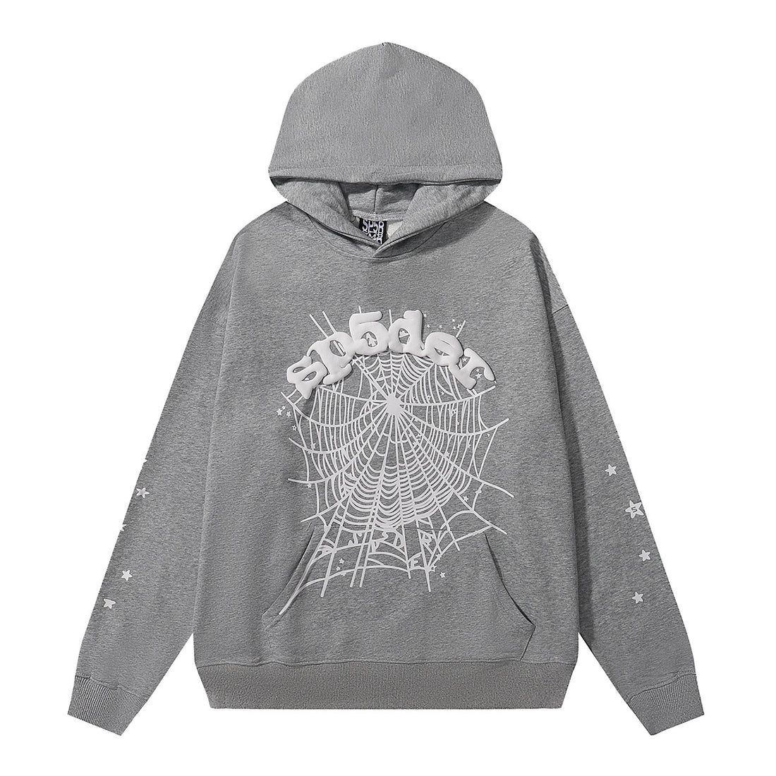 Sp5der Hoodie – Grey Web 440GSM Heavyweight Oversized Streetwear Pullover
