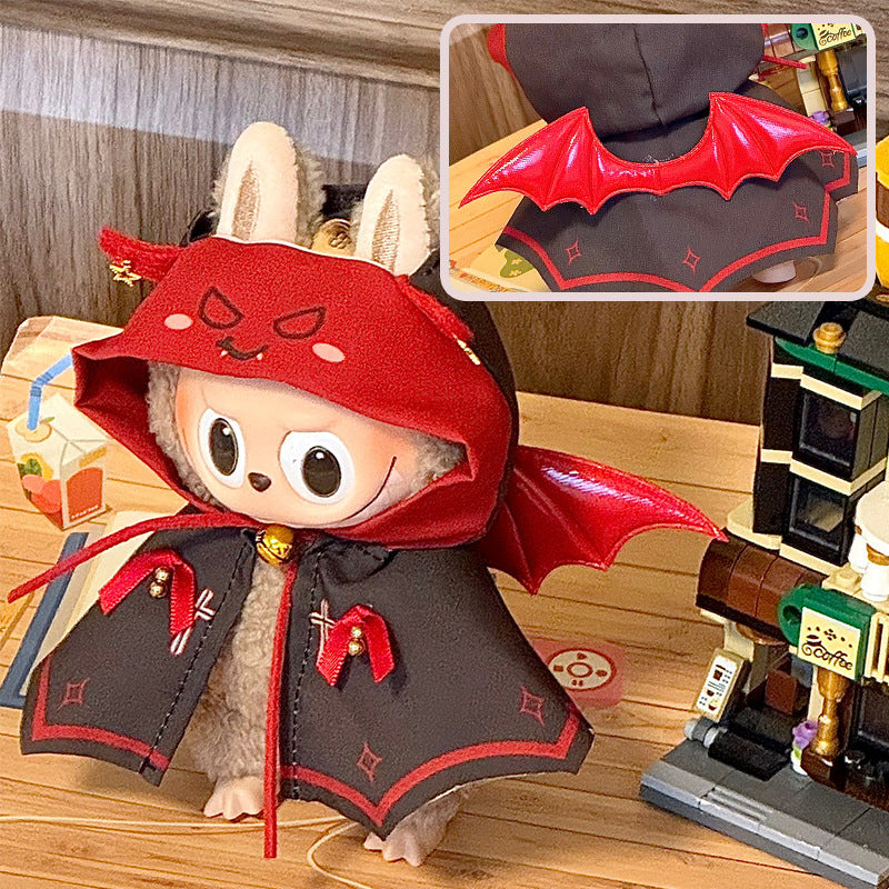 Labubu Red Bat Cape & Hood Costume – All‑Series Doll Clothes