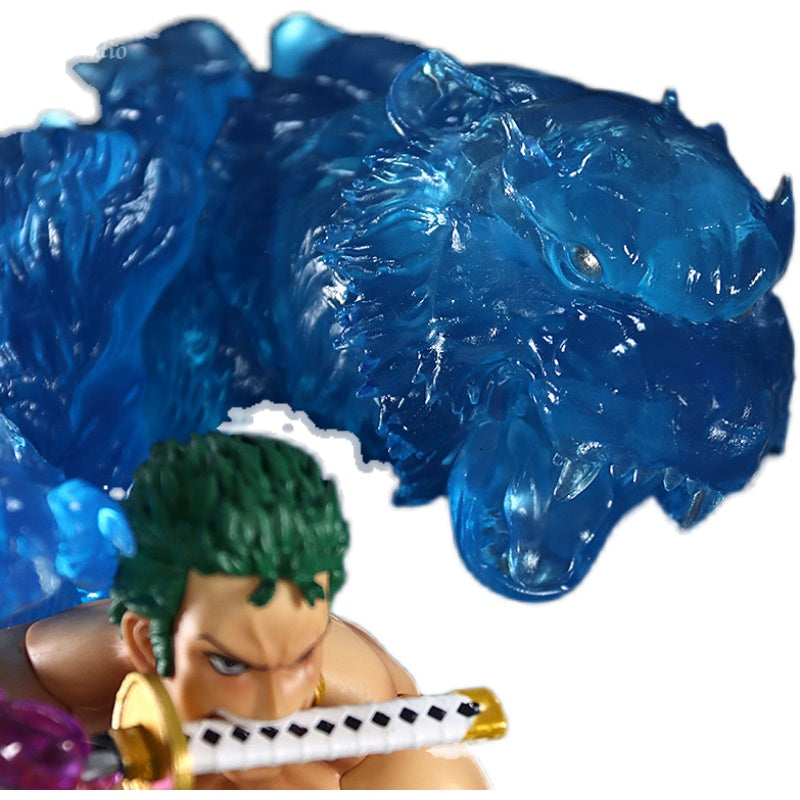 Figura de acción de Zoro - 30 cm con efectos brillantes y base de agua dinámica, edición limitada - One Piece Collectible