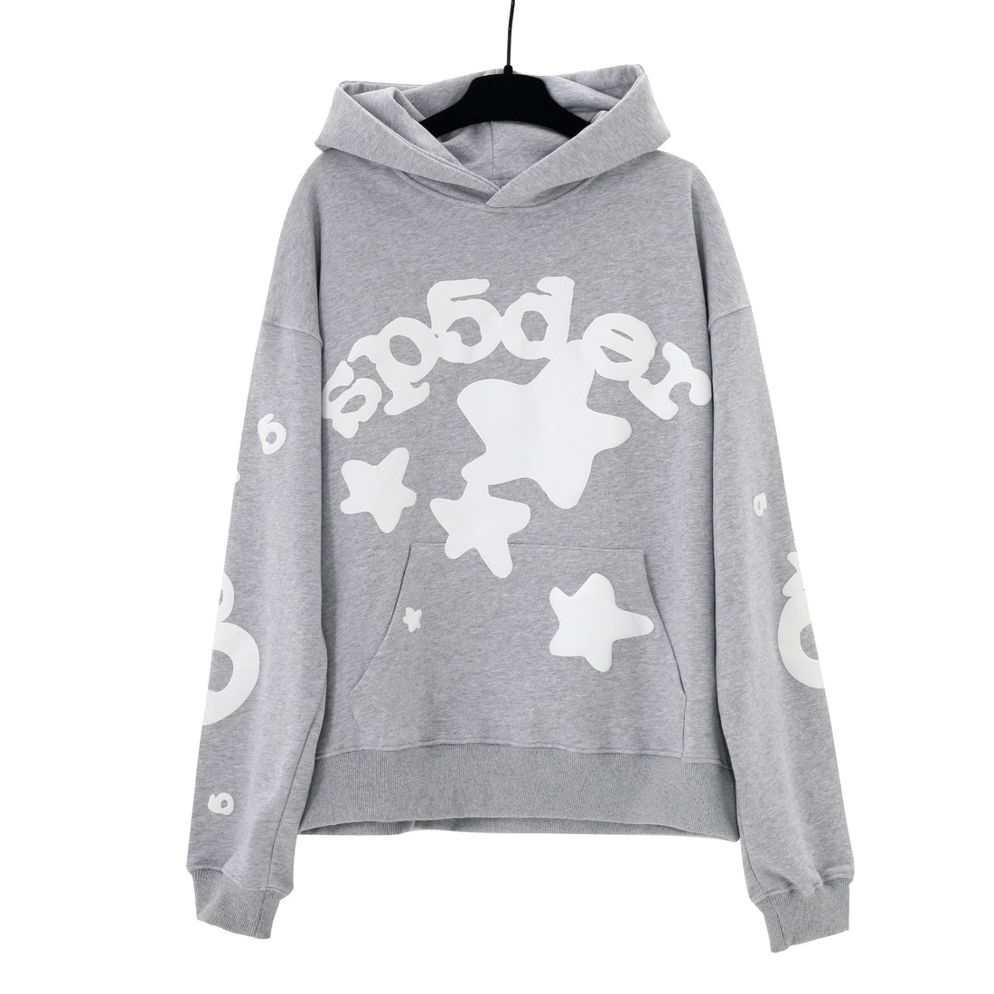 Sp5der Stars Hoodie – Grey 440GSM Heavyweight Streetwear Pullover