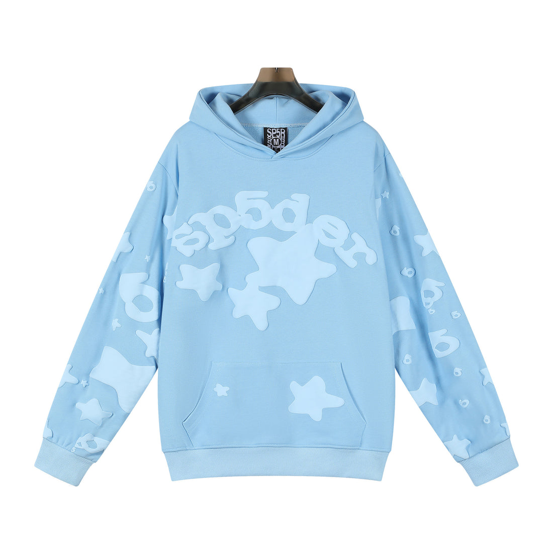 Sp5der Star Hoodie – Baby Blue 440GSM Heavyweight Oversized Streetwear Pullover