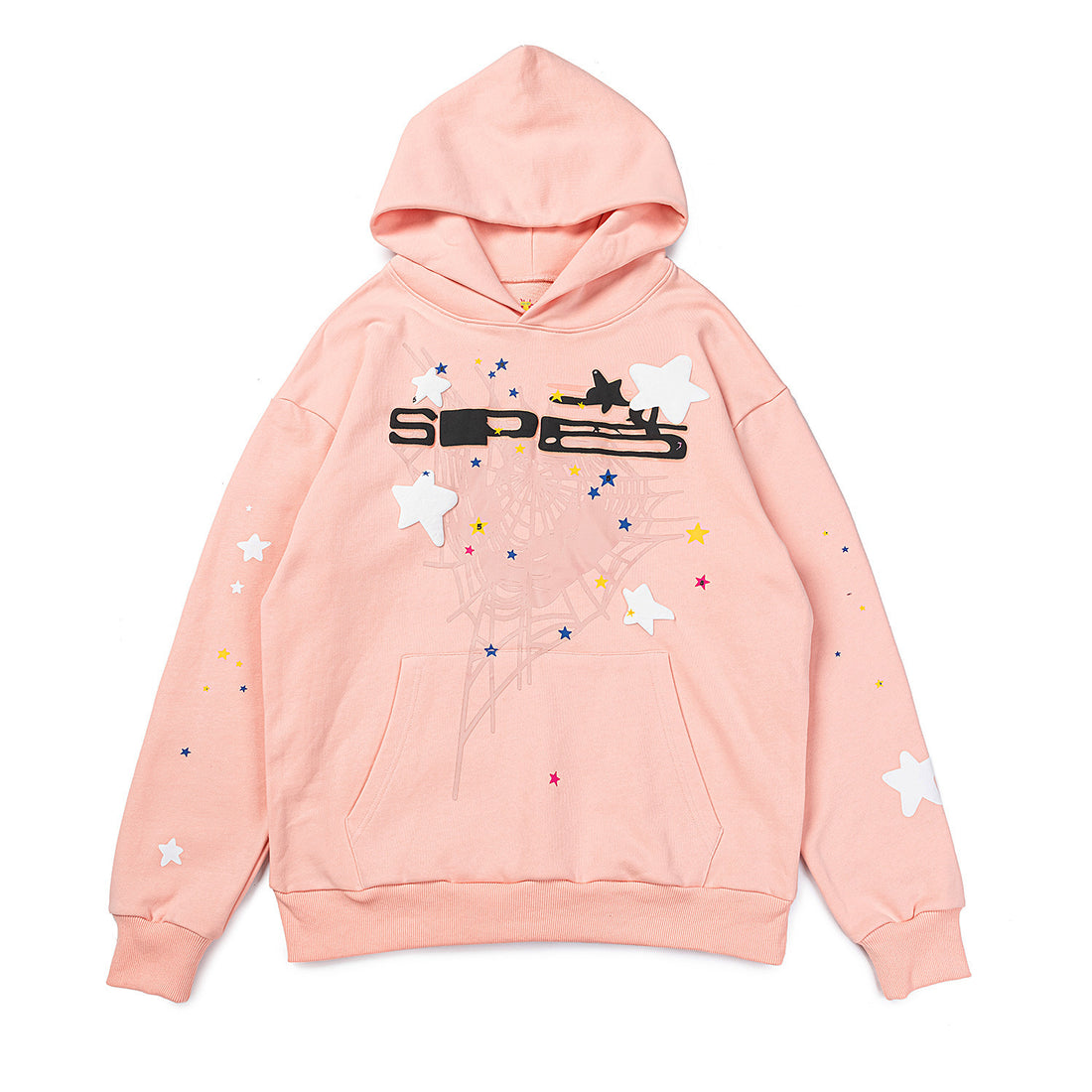 Sp5der Star Web Hoodie – Peach Pink 440GSM Heavyweight Oversized Streetwear Pullover