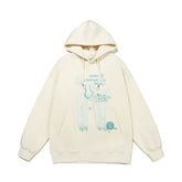 The Seakoff "Oh No! I Don’t Want to Work!" oversized hoodie is perfect for casual wear, featuring a cream-colored design with a cartoon cat graphic and the words "OH NO! I DON’T WANT TO WORK!" It includes a front pocket and drawstring hood.