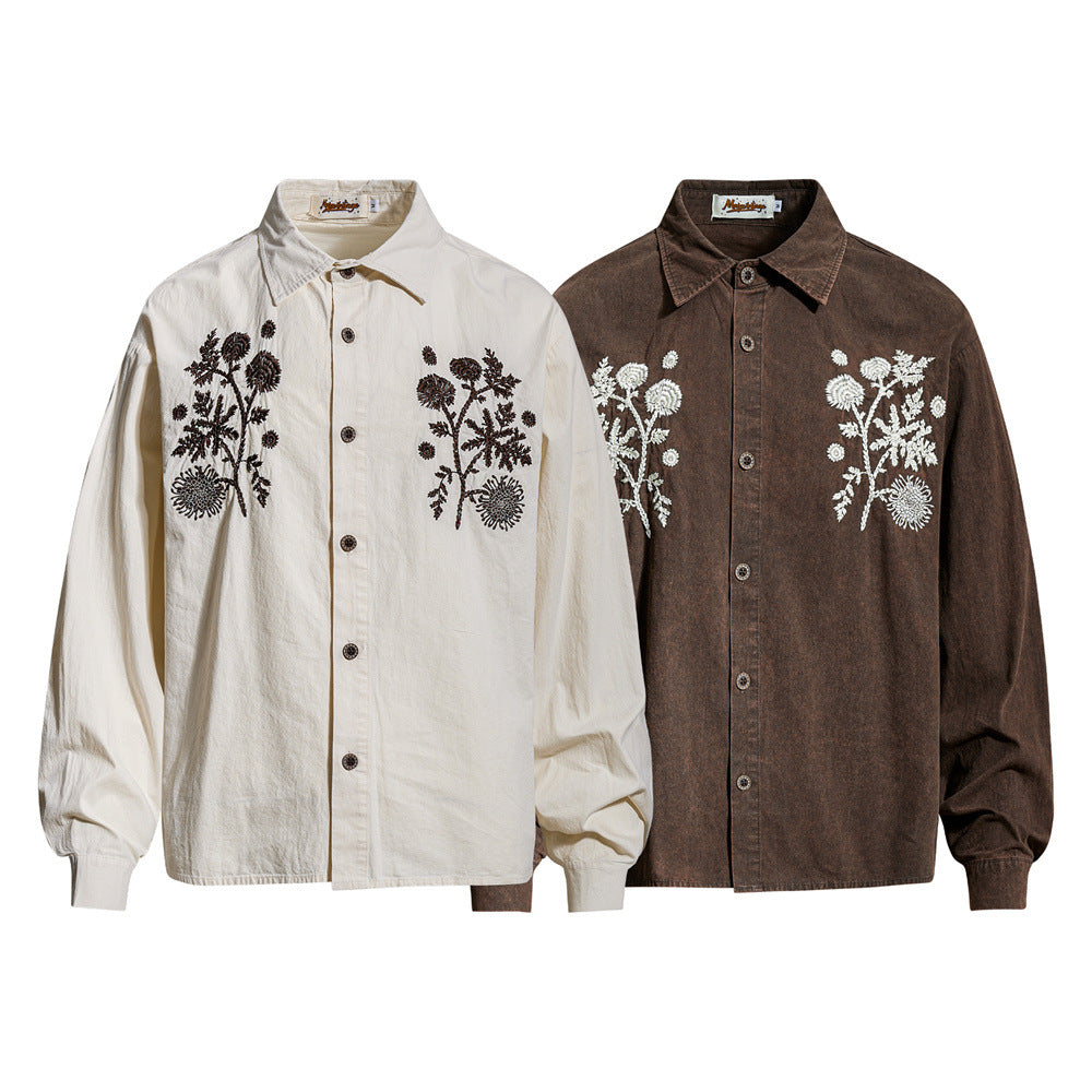 SEAKOFF Floral Embroidered Oversized Long-Sleeve Shirt | Vintage